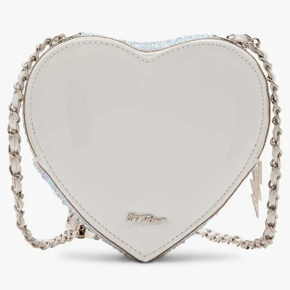 NWOT Betsey Johnson Elegant Heart-Shaped Beige Bridal Bag - Picture 3 of 12